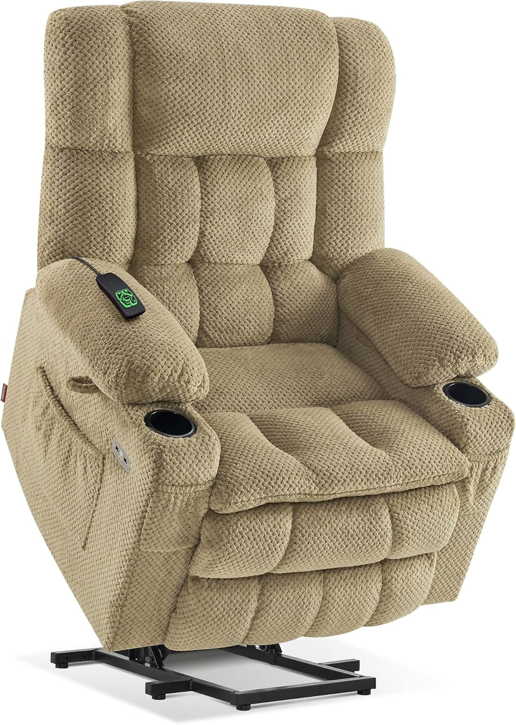 MCombo Dual Motor Power Lift Recliner Chair with Massage and Heat for Elderly People, Infinite Position, USB Ports, Cup Holders, Fabric 7890 (Medium, Yale Blue)