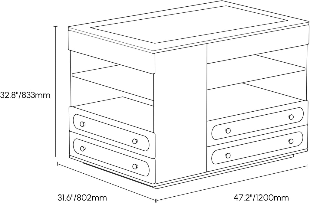 homary 47" Walk-in Closet Vanity Island with LED Light, Jewelry Drawer Organizer, Glass Top, 9 Storage Drawers – Modern Dresser for Bedroom or Dressing Room (Black)