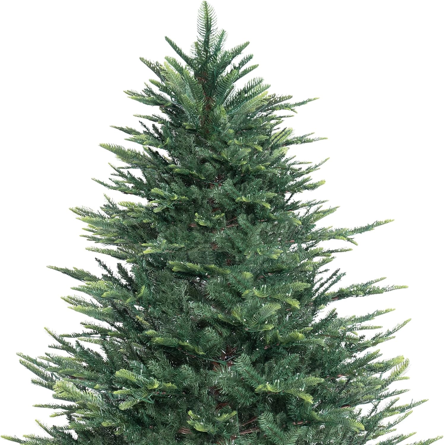 Naomi Home 6.5ft Rustic Christmas Tree with Lights, Realistic Classic Prelit with 2595 Branch Tips, 600 Warm Lights and Metal Stand, Aritificial Tree