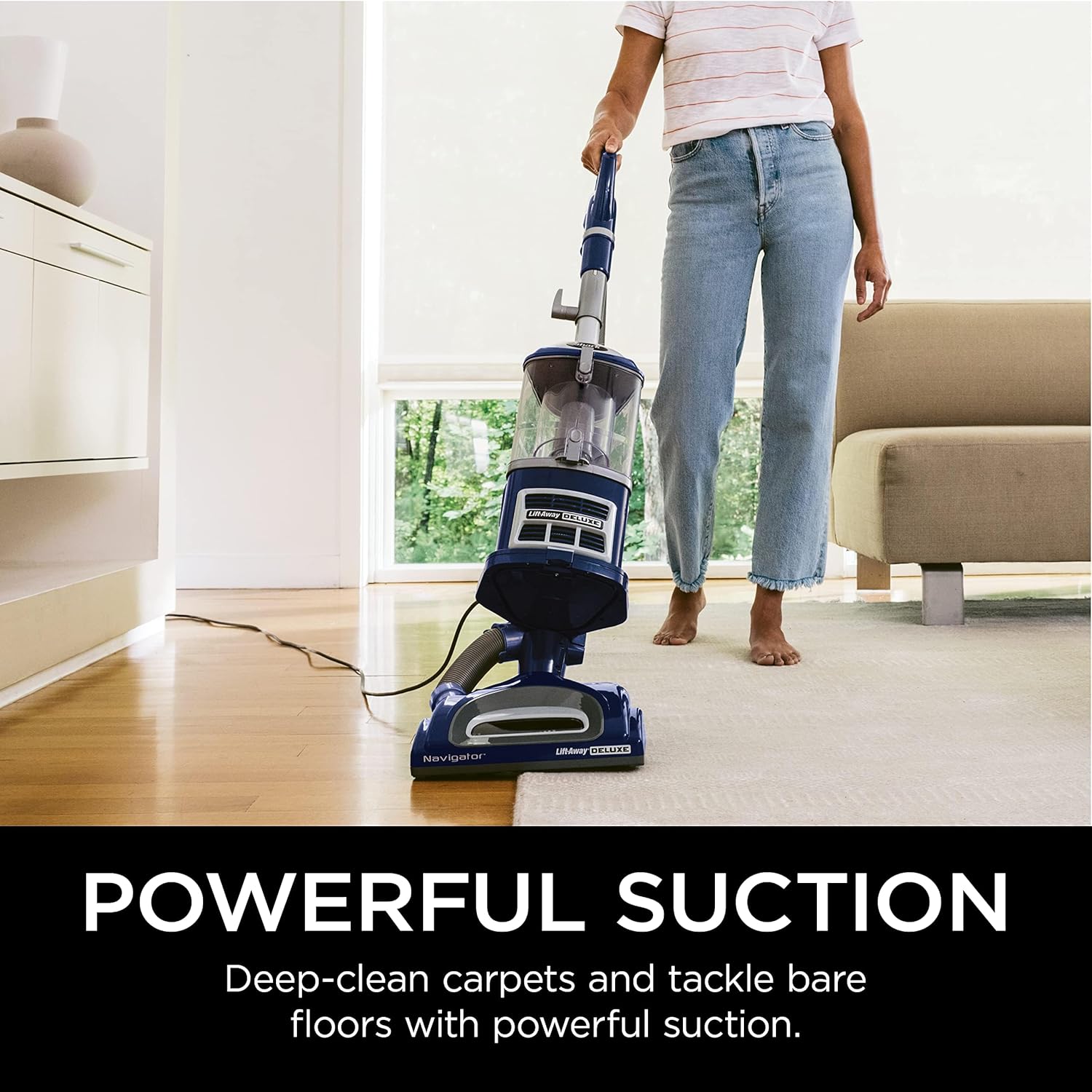 Shark Upright Vacuum, Navigator Lift-Away with Swivel Steering, HEPA Filter, XL Dust Cup, Pet Power, Dusting Brush, and Crevice Tool, Perfect for Pet Hair, White/Silver, NV356E