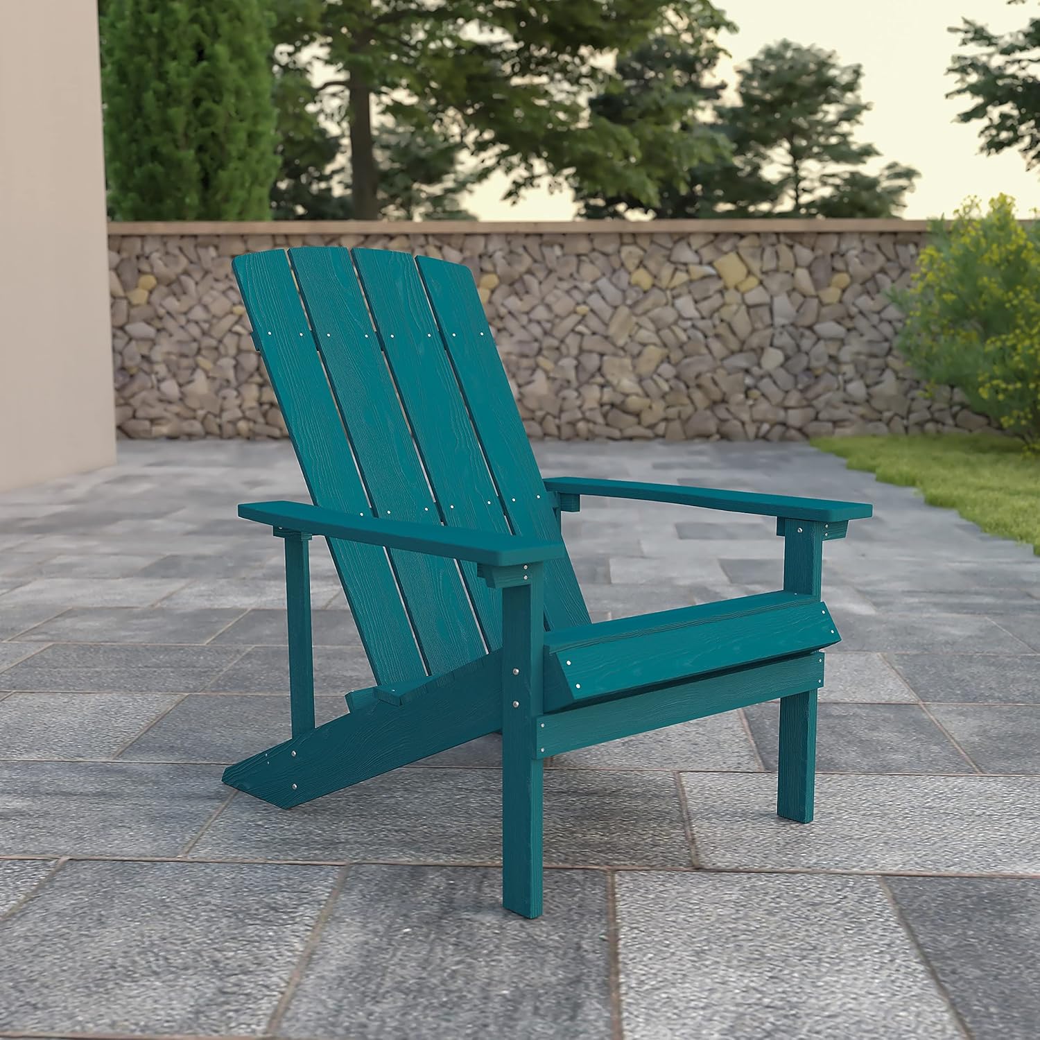 Flash Furniture Charlestown Commercial Grade Indoor/Outdoor Adirondack Chair, Weather Resistant Durable Poly Resin Deck and Patio Seating, Green