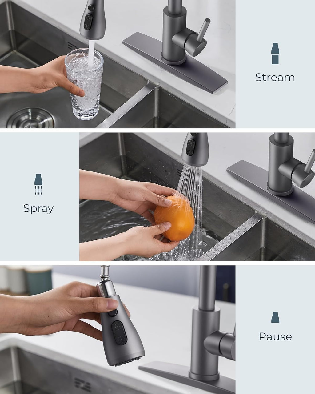 FORIOUS Touchless Kitchen Faucets, Brushed Nickel Kitchen Faucet with Pull Down Sprayer, Single Handle Smart Motion Sensor Kitchen Sink Faucet,Contemporary Hands-Free Sink Faucet for Farmhouse Laundry
