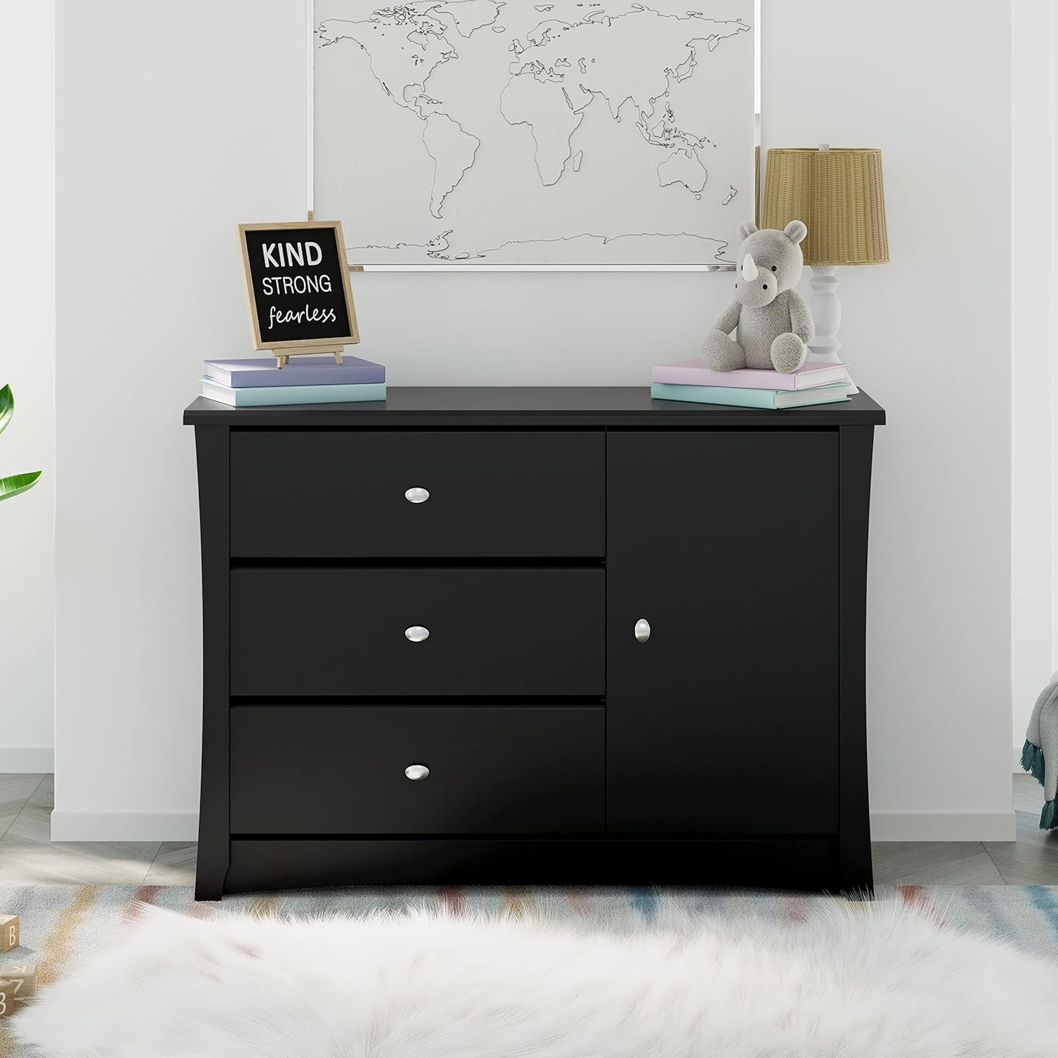 Storkcraft Crescent 6 Drawer Double Dresser (Pebble Gray) – GREENGUARD Gold Certified, For Nursery, Dresser, Kids Nursery Organizer, Chest of Drawers