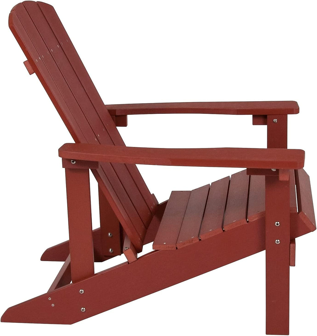 Flash Furniture Charlestown Commercial Grade Indoor/Outdoor Adirondack Chair, Weather Resistant Durable Poly Resin Deck and Patio Seating, Green