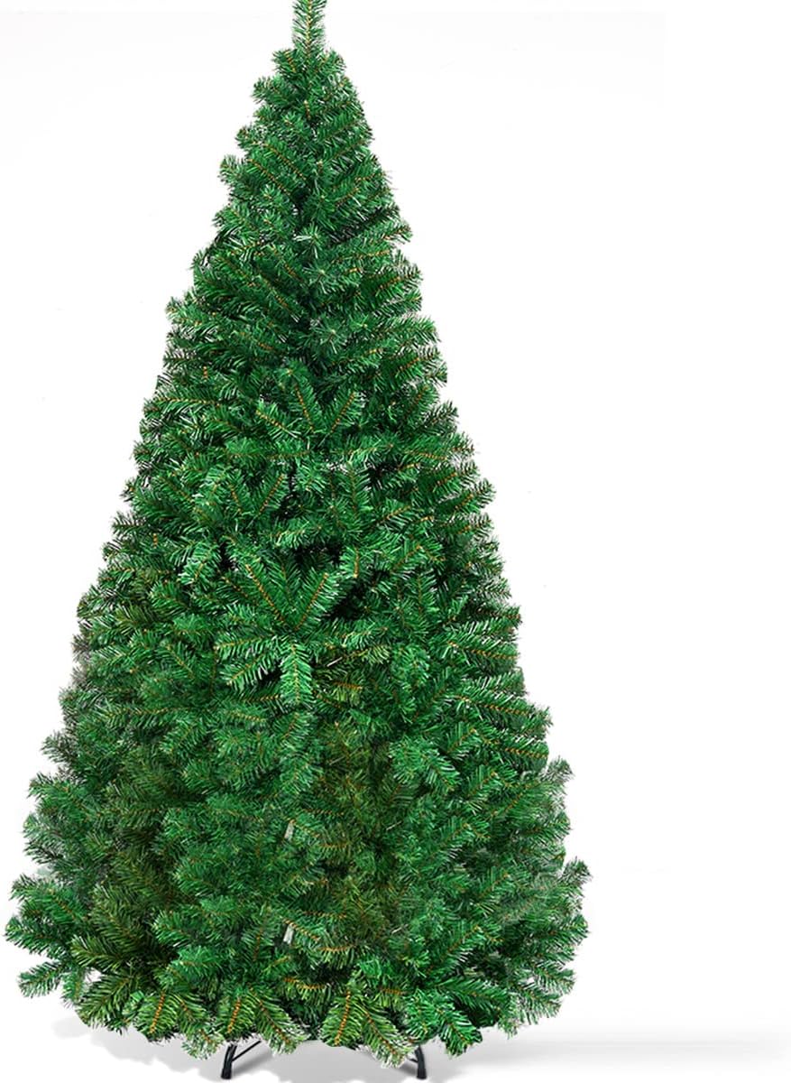 Goplus 7ft Artificial White Christmas Tree Xmas Pine Tree with Solid Metal Legs Perfect for Indoor and Outdoor Holiday Decoration