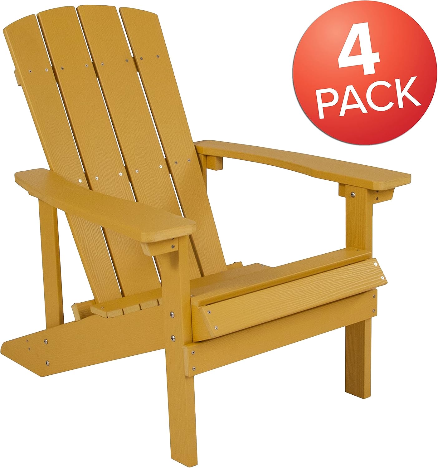 Flash Furniture Charlestown Commercial Grade Indoor/Outdoor Adirondack Chair, Weather Resistant Durable Poly Resin Deck and Patio Seating, Green
