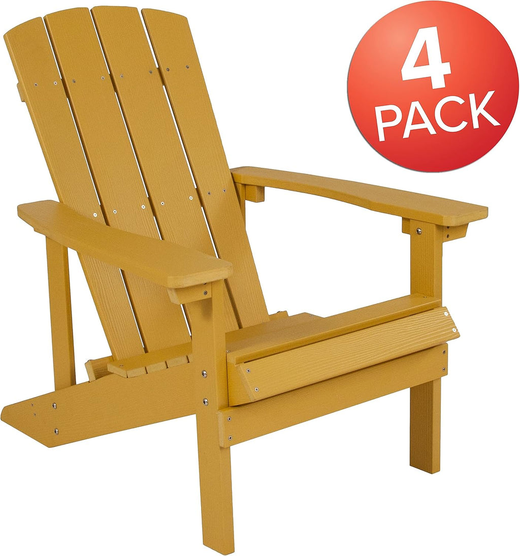 Flash Furniture Charlestown Commercial Grade Indoor/Outdoor Adirondack Chair, Weather Resistant Durable Poly Resin Deck and Patio Seating, Green