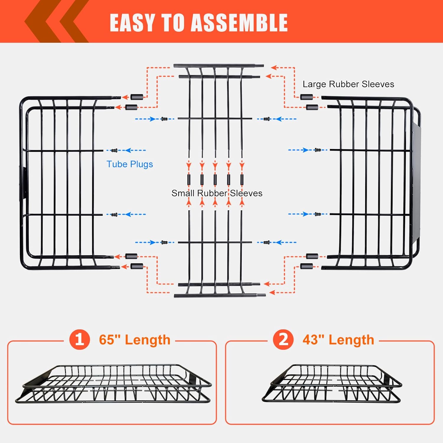 MeeFar High Rail Trailer Folding Hitch Mount Cargo Carrier Basket 60" X 24" X 14"+Waterproof Cargo Bag 20 cu ft(59" 24" 24"), Capacity of 500 Lbs with Hitch Stabilizer, Net, Lock and Straps
