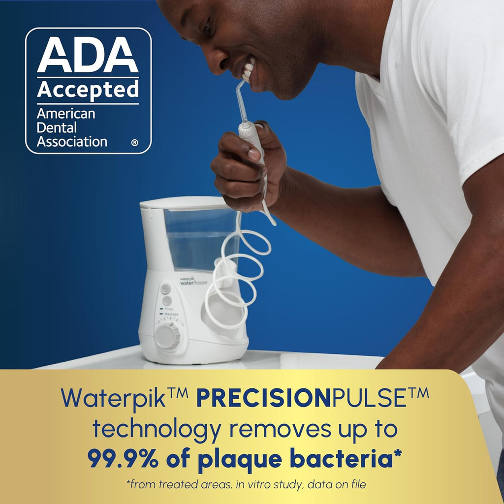 Waterpik Aquarius Water Flosser Professional For Teeth, Gums, Braces, Dental Care, Electric Power With 10 Settings, 7 Tips For Multiple Users And Needs, ADA Accepted, Gray WP-667, Packaging May Vary