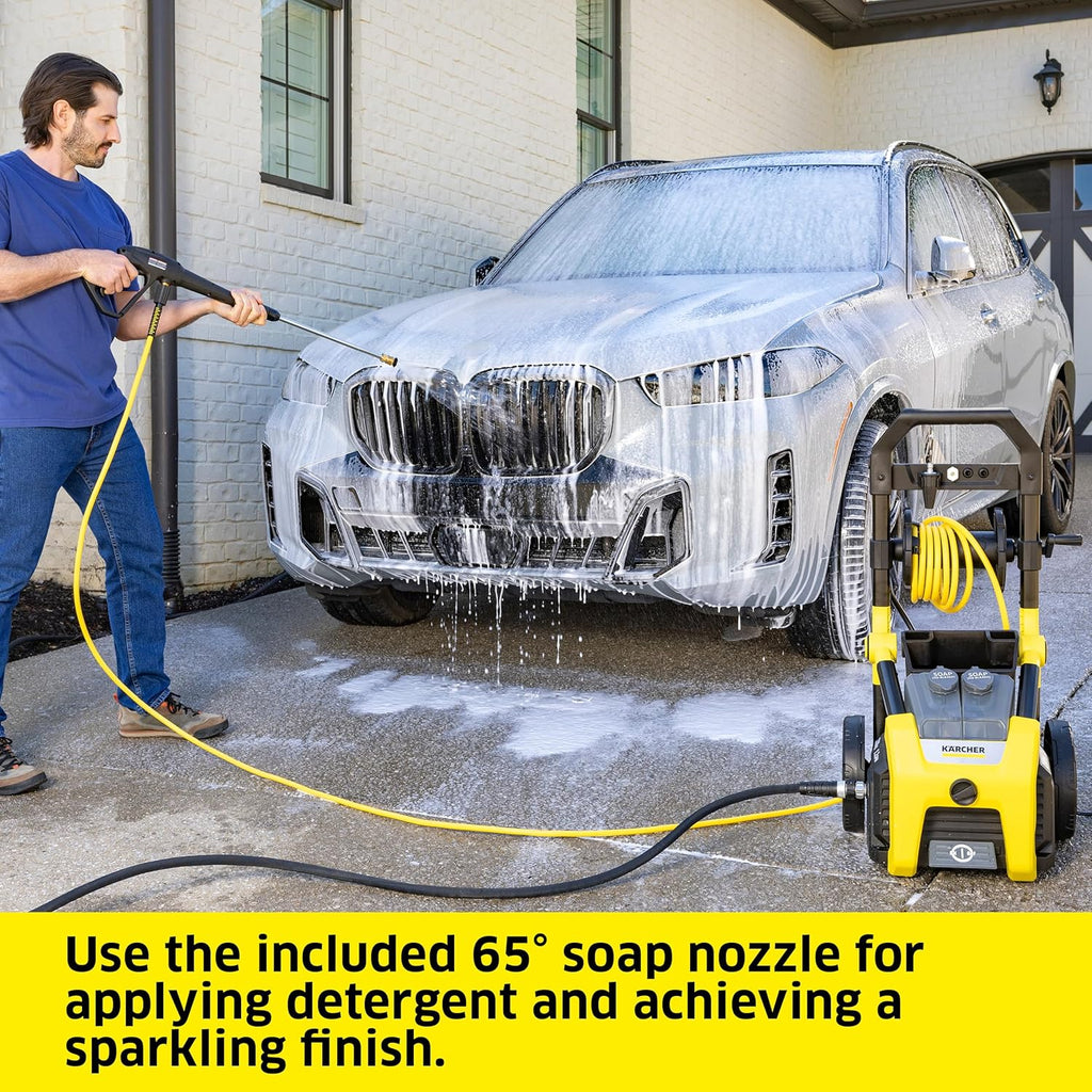 Electric Karcher Pressure Washer K1700, Max 2125 PSI, 3 Spray Nozzles, Detergent Tank, For Cars, Driveways, Siding, Patios, 1.46 max. GPM