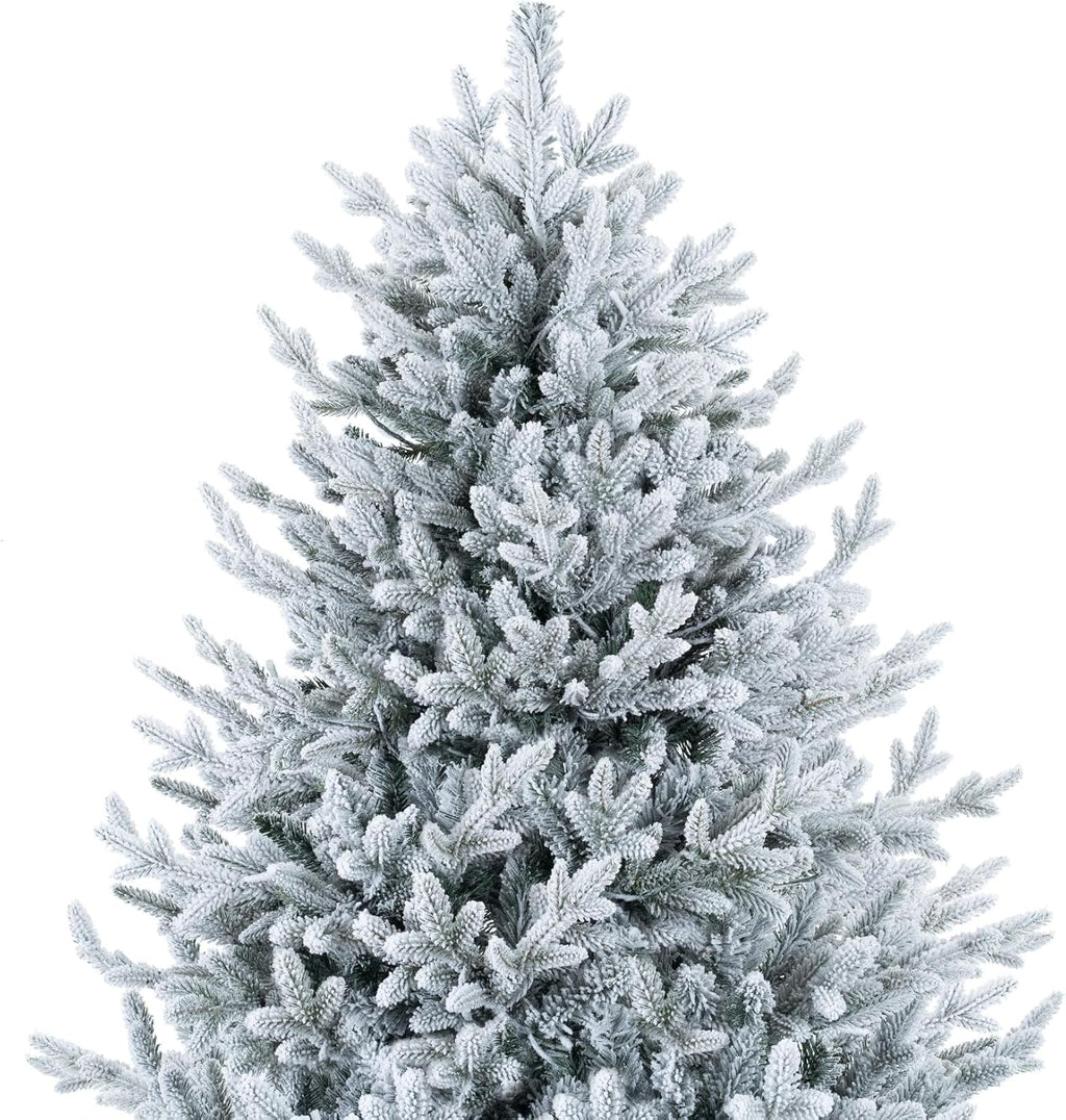 Naomi Home 6.5ft Rustic Christmas Tree with Lights, Realistic Classic Prelit with 2595 Branch Tips, 600 Warm Lights and Metal Stand, Aritificial Tree