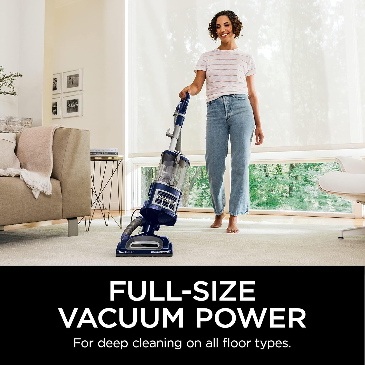 Shark Upright Vacuum, Navigator Lift-Away with Swivel Steering, HEPA Filter, XL Dust Cup, Pet Power, Dusting Brush, and Crevice Tool, Perfect for Pet Hair, White/Silver, NV356E