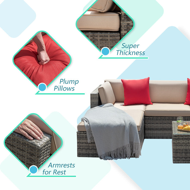 Huang 4 - Person Outdoor Seating Group with Cushions