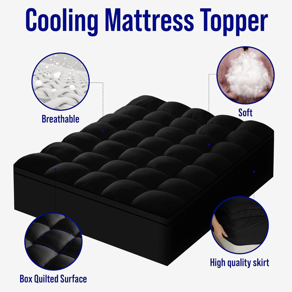 Extra Thick Mattress Topper, Down Alternative Overfill Plush Mattress Pad Cover Topper, Cooling Pillow Top with 8-21Inch Deep Pocket