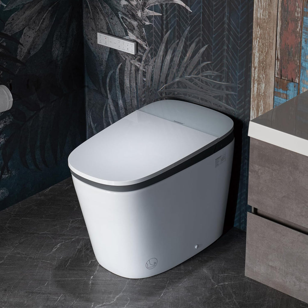 WOODBRIDGE Smart Bidet Toilet with 1000 Gram MaP Flush Score,Auto Open/Close,Foam Shield,Auto Flush,Foot Sensor,Movement Drying,Heated Seat,ADA Chair Height,One Piece Toilet with Tank Built in
