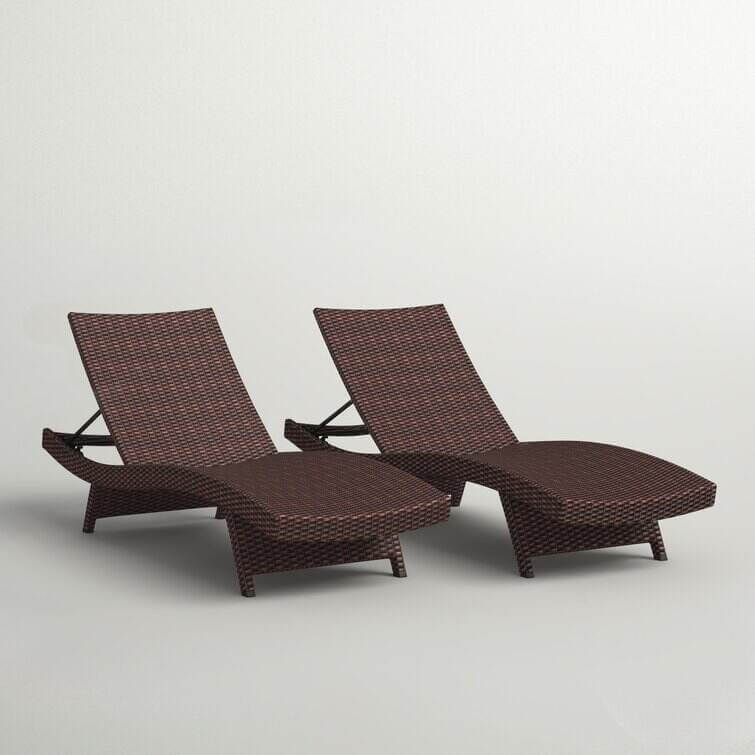 Breton Outdoor Wicker Chaise Lounge (Set of 2)