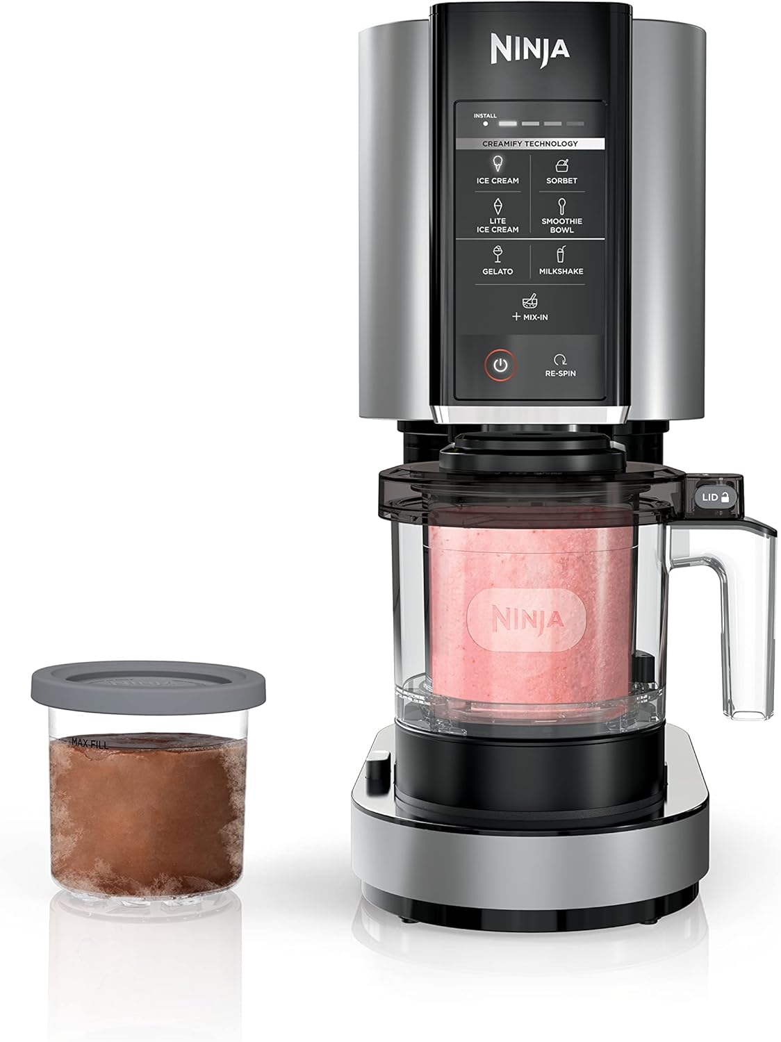 Ninja CREAMi Deluxe Ice Cream & Frozen Treat Maker for Ice Cream, Sorbet, Milkshakes, Frozen Yogurt, & More, 11-in-1, XL Capacity, Silver, Includes (2) Family-Sized 24 oz. Tubs, NC501