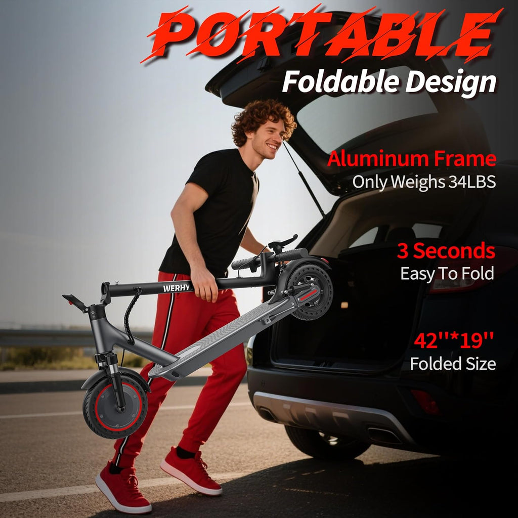 WERHY Electric Scooter, 350W/500W Motor, Top Speed 19/22 mph, Max 16/23/28Miles Ranges, Foldable E Scooter for Adults