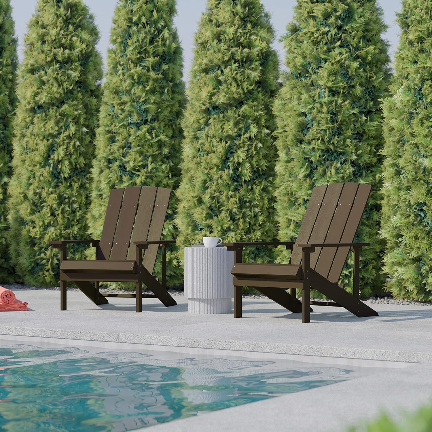 Flash Furniture Charlestown Commercial Grade Indoor/Outdoor Adirondack Chair, Weather Resistant Durable Poly Resin Deck and Patio Seating, Green
