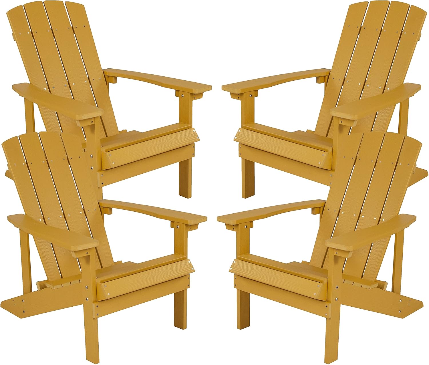 Flash Furniture Charlestown Commercial Grade Indoor/Outdoor Adirondack Chair, Weather Resistant Durable Poly Resin Deck and Patio Seating, Green