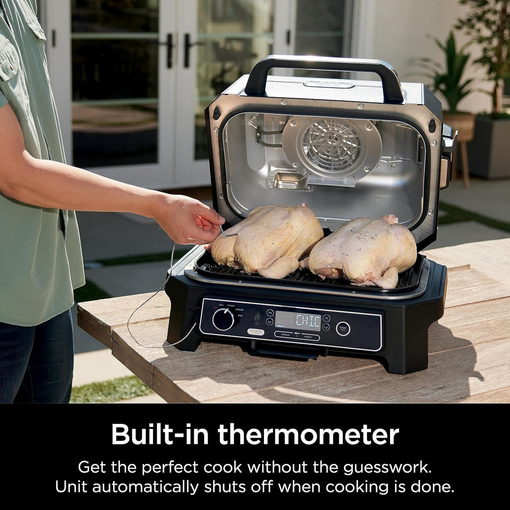 Ninja OG951 Woodfire Pro Connect Premium XL Outdoor Grill & Smoker, Bluetooth, App Enabled, 7-in-1 Master Grill, BBQ Smoker, Outdoor Air Fryer, Woodfire Technology, 2 Built-In Thermometers, Black