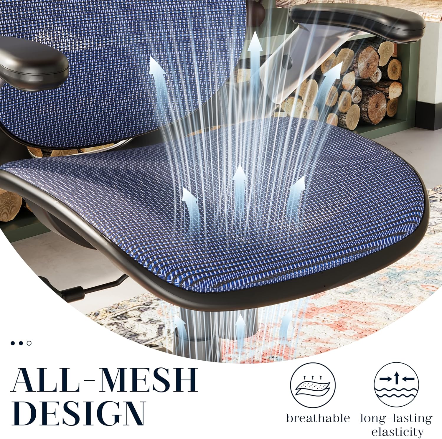 GABRYLLY Ergonomic Office Chair, High Back Home Desk Chair with Headrest, Flip-Up Arms, 90-120° Tilt Lock and Wide Cushion, Big and Tall Mesh Chairs for Man Woman, Grey Task Chair