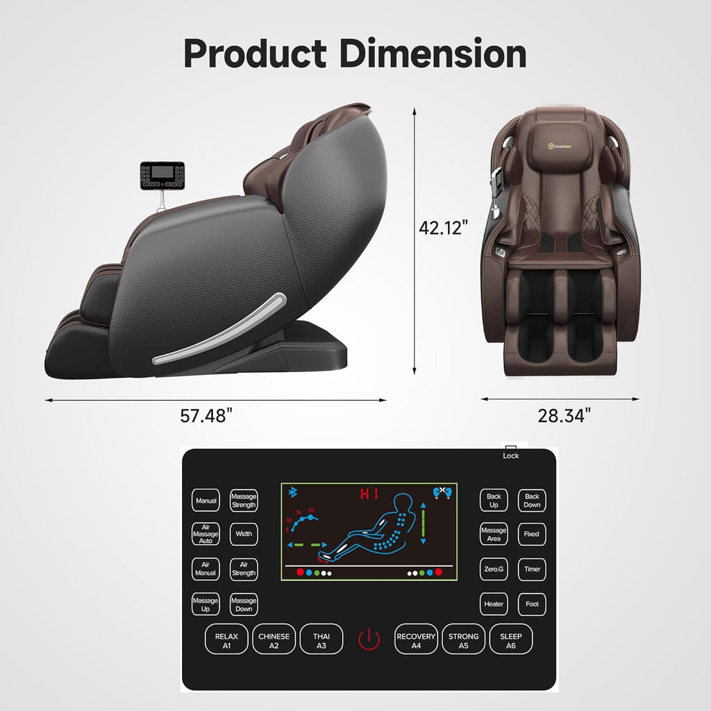 Real Relax 2025 Massage Chair Full Body, Zero Gravity SL-Track Shiatsu Massage Recliner with Heat, APP Control, Child Lock, Body Scan Bluetooth Foot Roller, Favor 06, All Black