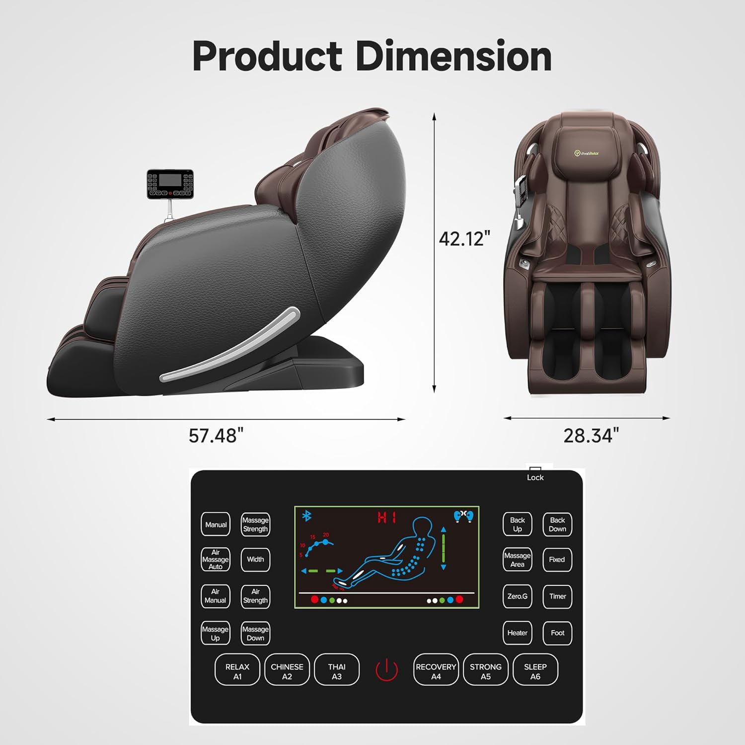 Real Relax 2025 Massage Chair Full Body, Zero Gravity SL-Track Shiatsu Massage Recliner with Heat, APP Control, Child Lock, Body Scan Bluetooth Foot Roller, Favor 06, All Black