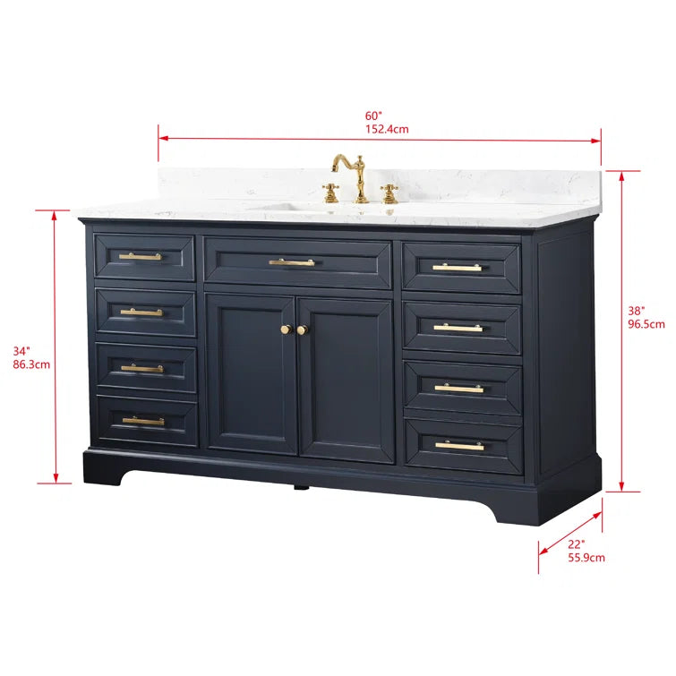 Annaline 60'' Single Bathroom Vanity with Engineered Stone Top