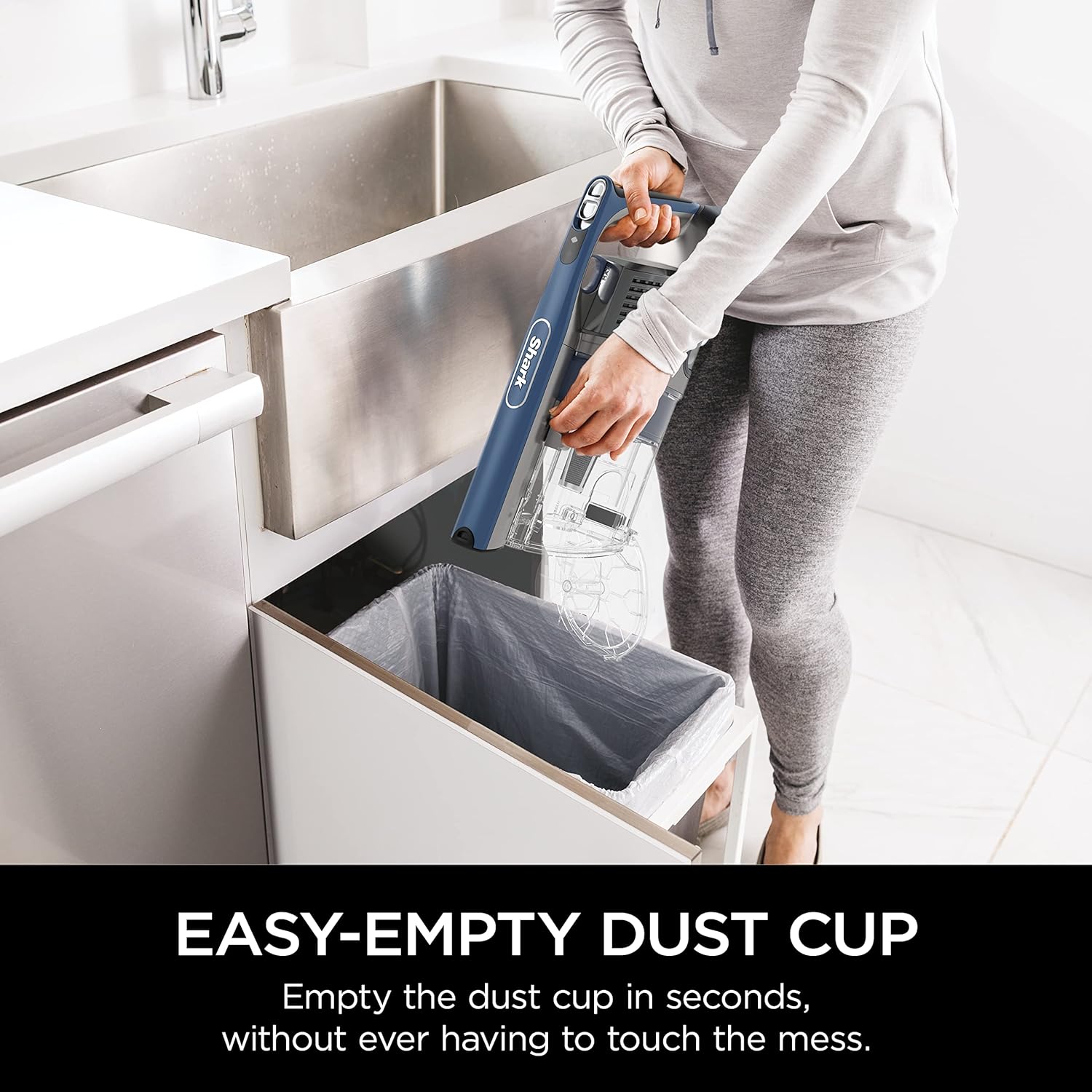 Shark Pet Cordless Stick Vacuum with XL Dust Cup, LED Headlights, Removable Handheld Vac, Crevice Tool, Portable Vacuum for Household Pet Hair, Carpet and Hard Floors, 40min Runtime, Grey, IX141
