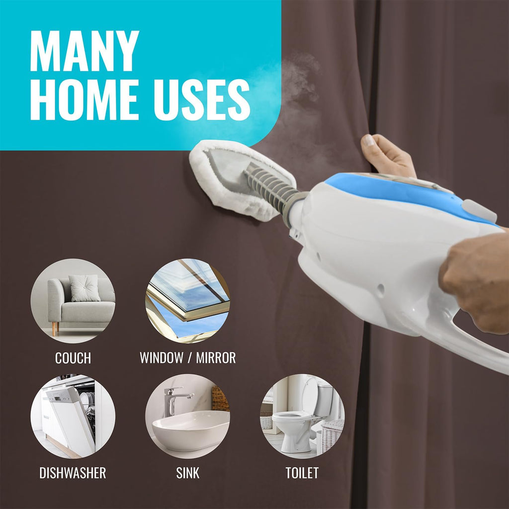 PurSteam ScrubMaster Steam Mop with Dual Scrubbing Head, LED Headlights, Adjustable Steam Control, Anti-Slip Swivel Head, Cable Holder & Upright Lock