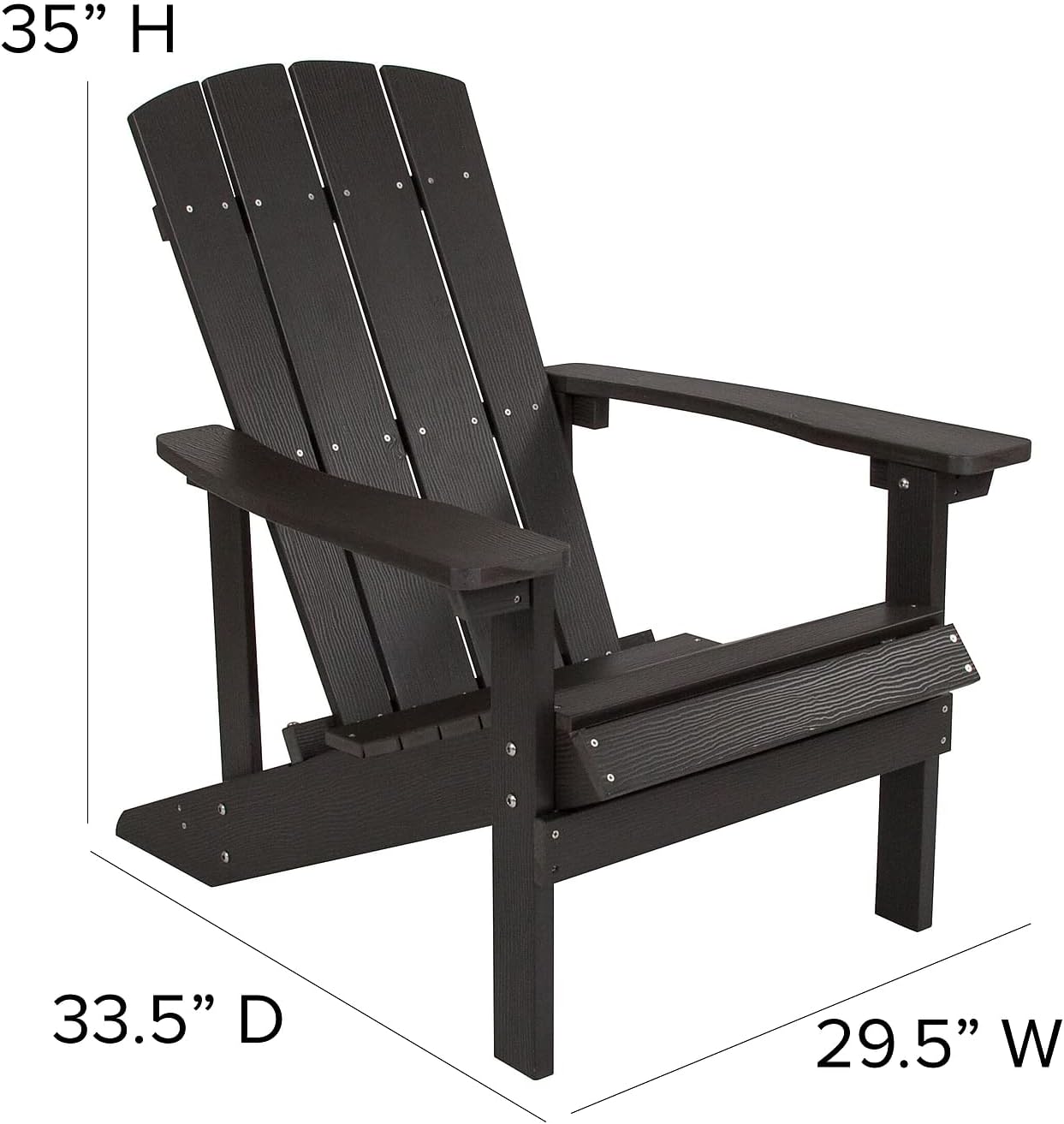 Flash Furniture Charlestown Commercial Grade Indoor/Outdoor Adirondack Chair, Weather Resistant Durable Poly Resin Deck and Patio Seating, Green