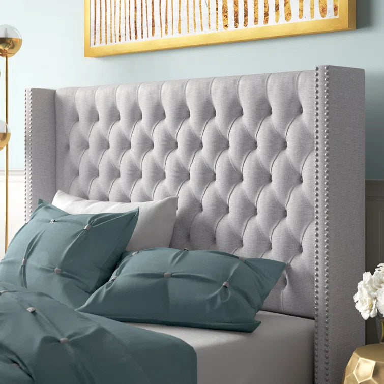 Tickhill Upholstered Wingback Button Tufted Headboard