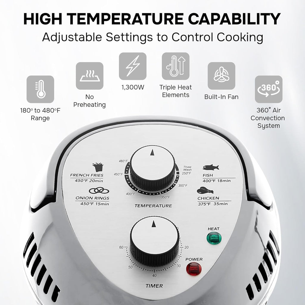 Large Air Fryer Oven – Large Halogen Oven Cooker with 50+ Air Fryers Recipe Book for Quick + Easy Meals for Entire Family, AirFryer Oven Makes Healthier Crispy Foods