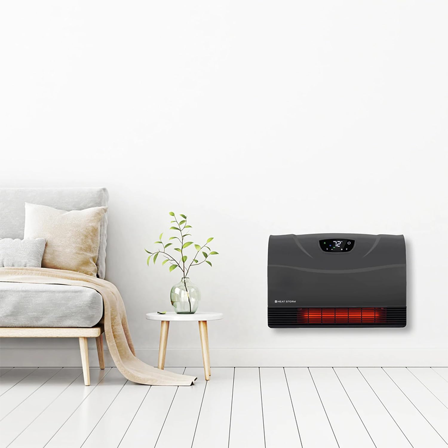 Heat Storm Phoenix HS-1500-PHX, Infrared Space Heater with Attachable Feet, Remote Control, Energy Efficient-750-1500 Watts, Gray Floor or Wall