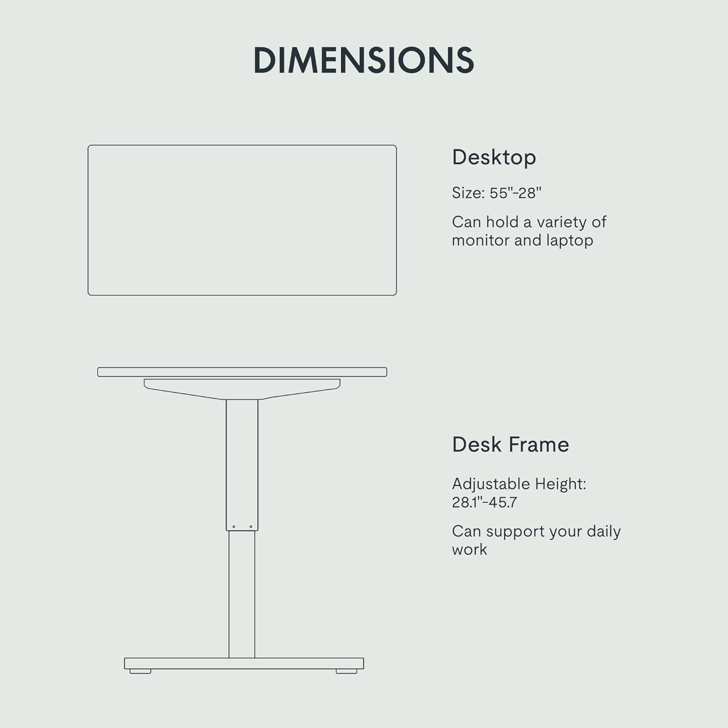 FLEXISPOT EN1 One-Piece Standing Desk 55 x 28 Inch Electric Adjustable Height Desk for Home Office and Computer Workstation (White Frame + 55" Maple Top, 2 Packages)