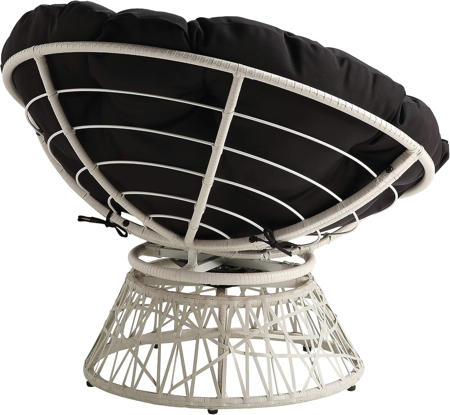 OSP Home Furnishings Wicker Papasan Chair with 360-Degree Swivel, Brown Frame with Brown Cushion