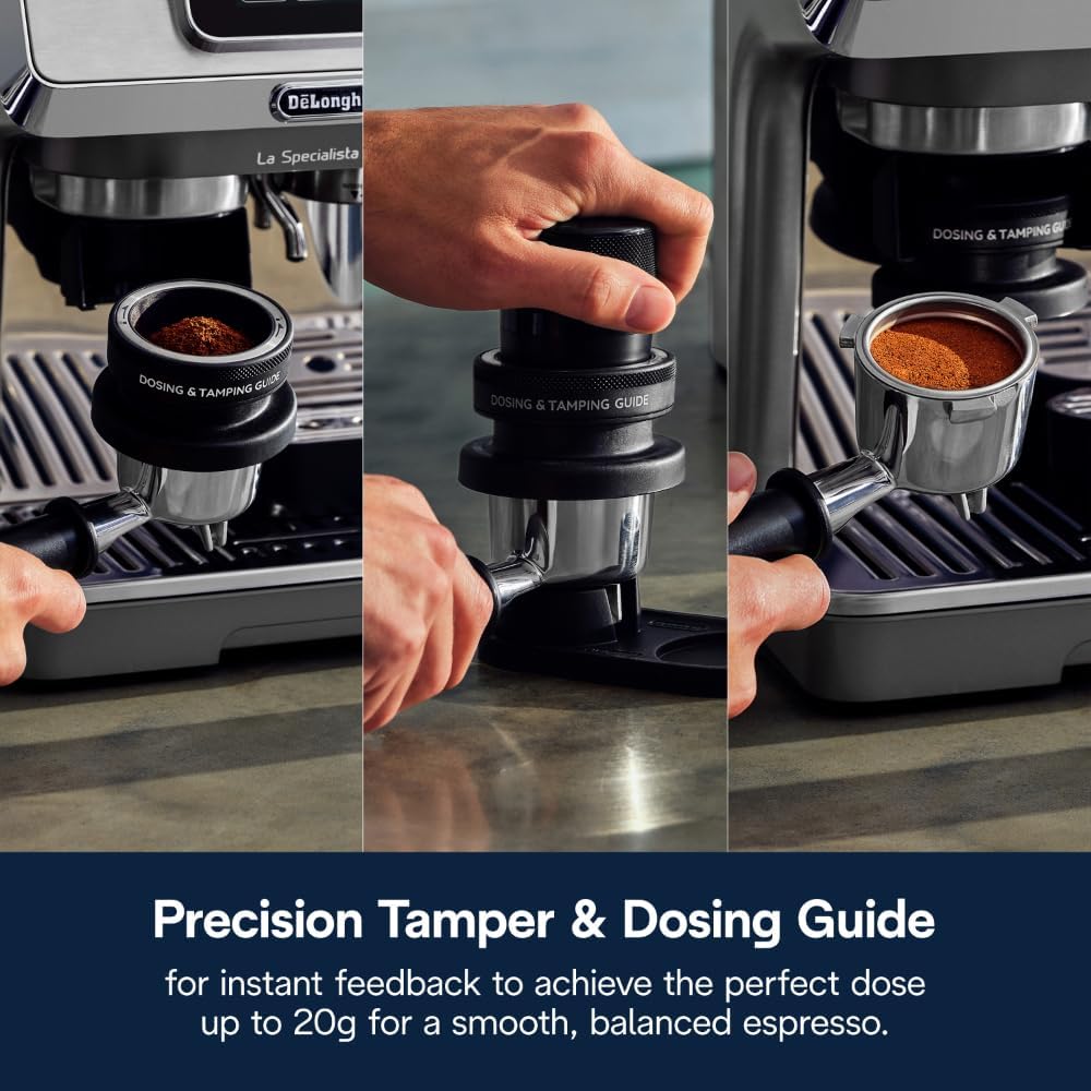 De'Longhi La Specialista Maestro Espresso Machine with Grinder, Auto & Manual Milk Frother – Bean-to-Cup Cold Brew Coffee with Cold Extraction Technology, Variable Temp & Tamping Tool, 8 Drink Presets