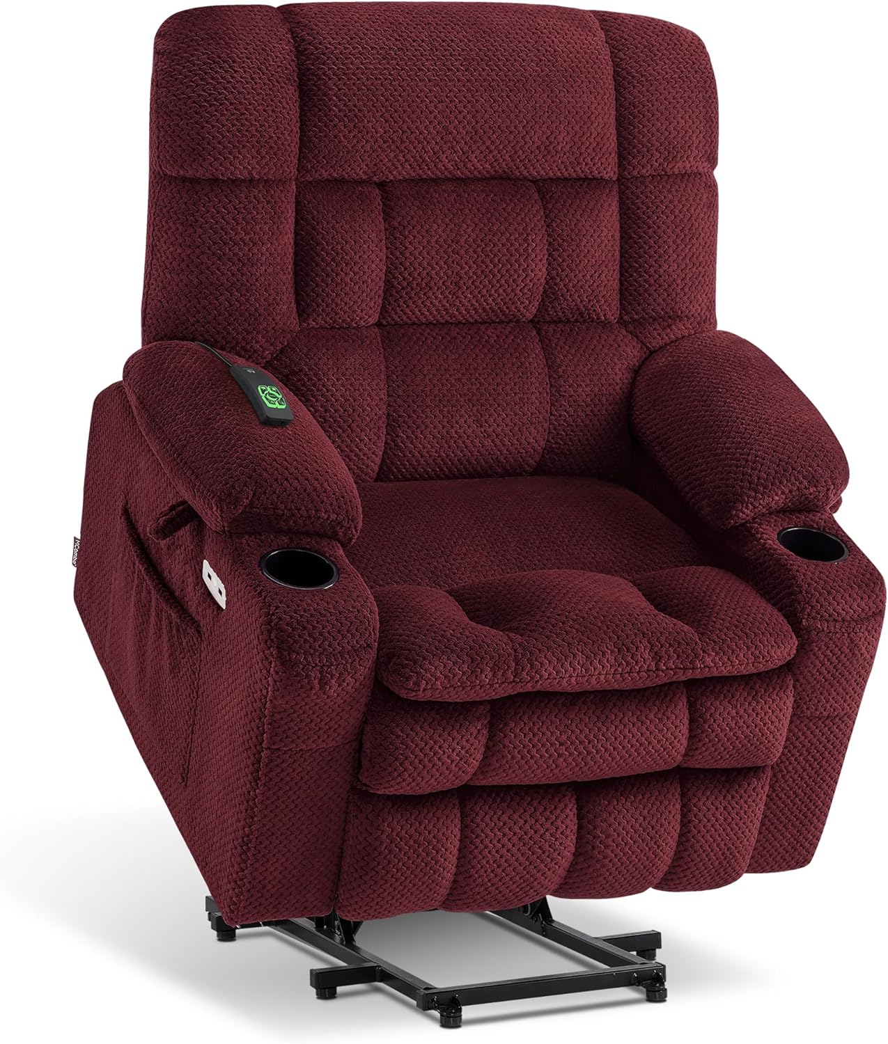 MCombo Dual Motor Power Lift Recliner Chair with Massage and Heat for Elderly People, Infinite Position, USB Ports, Cup Holders, Fabric 7890 (Medium, Yale Blue)