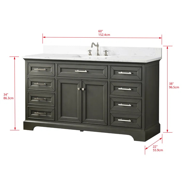 Annaline 60'' Single Bathroom Vanity with Engineered Stone Top
