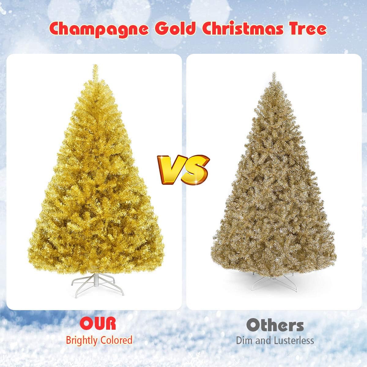 Goplus 7ft Artificial White Christmas Tree Xmas Pine Tree with Solid Metal Legs Perfect for Indoor and Outdoor Holiday Decoration