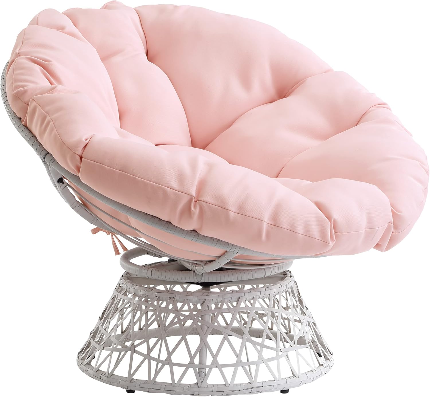 OSP Home Furnishings Wicker Papasan Chair with 360-Degree Swivel, Brown Frame with Brown Cushion