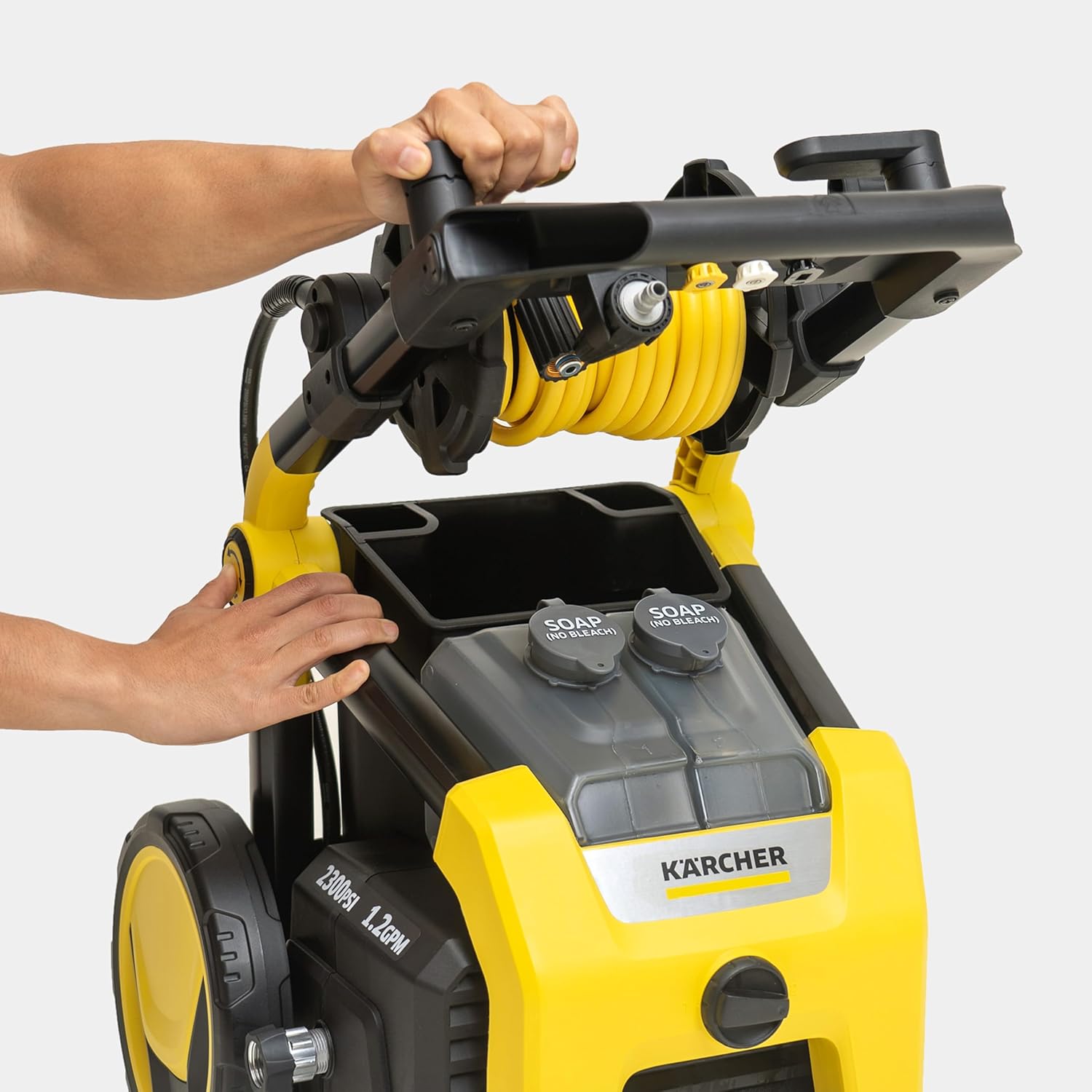Electric Karcher Pressure Washer K1700, Max 2125 PSI, 3 Spray Nozzles, Detergent Tank, For Cars, Driveways, Siding, Patios, 1.46 max. GPM