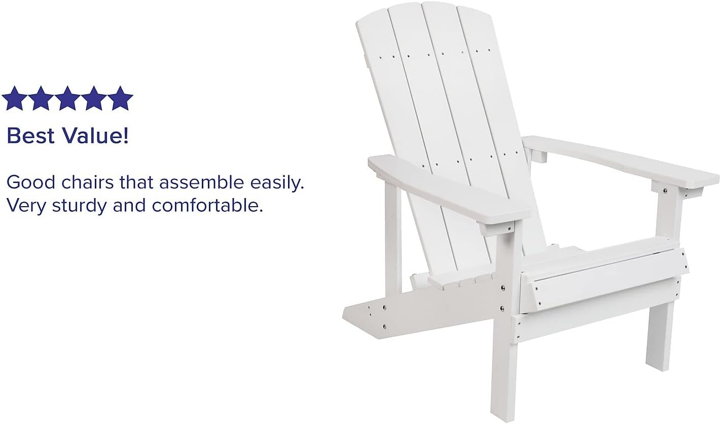 Flash Furniture Charlestown Commercial Grade Indoor/Outdoor Adirondack Chair, Weather Resistant Durable Poly Resin Deck and Patio Seating, Green