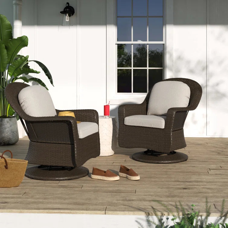 Beom Modern Outdoor Wicker Swivel Patio Chair with Cushions