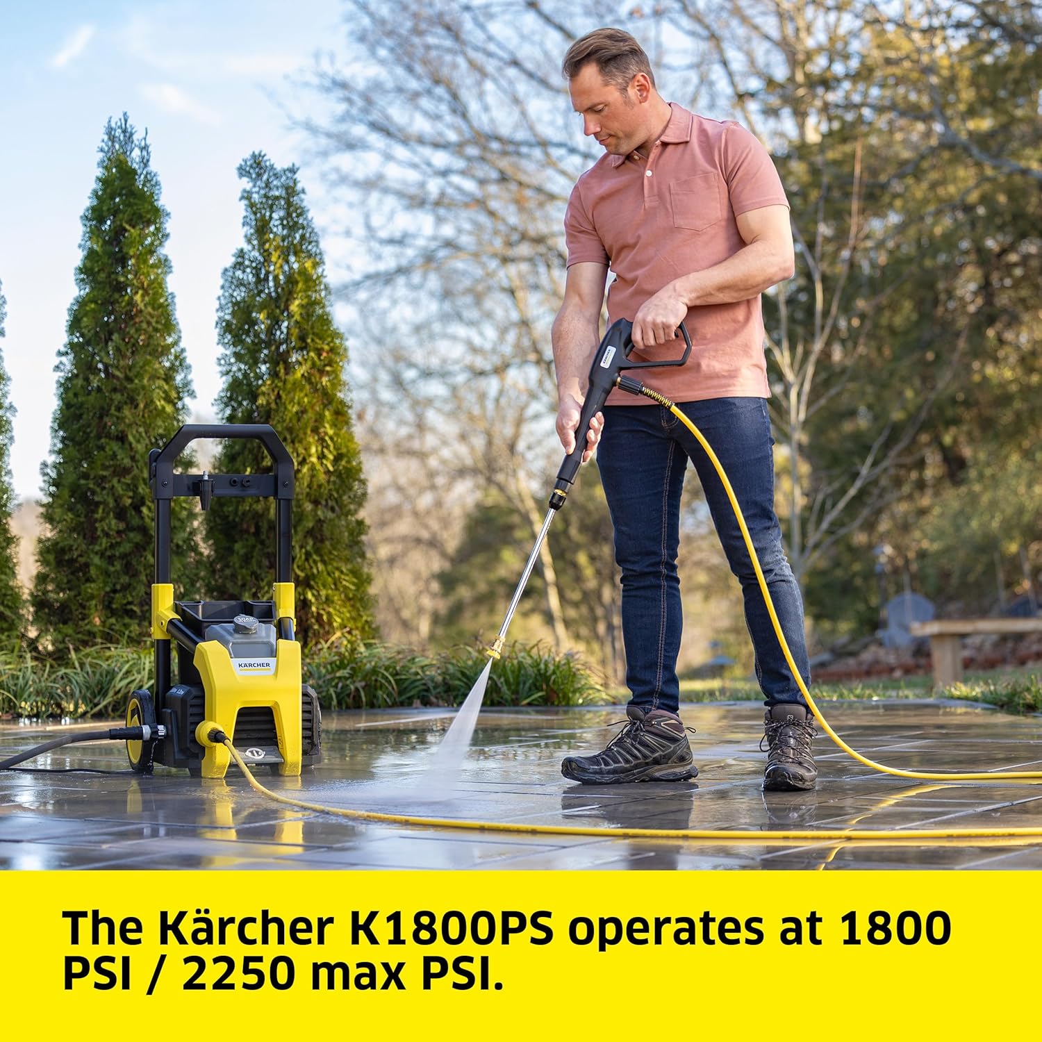 Electric Karcher Pressure Washer K1700, Max 2125 PSI, 3 Spray Nozzles, Detergent Tank, For Cars, Driveways, Siding, Patios, 1.46 max. GPM