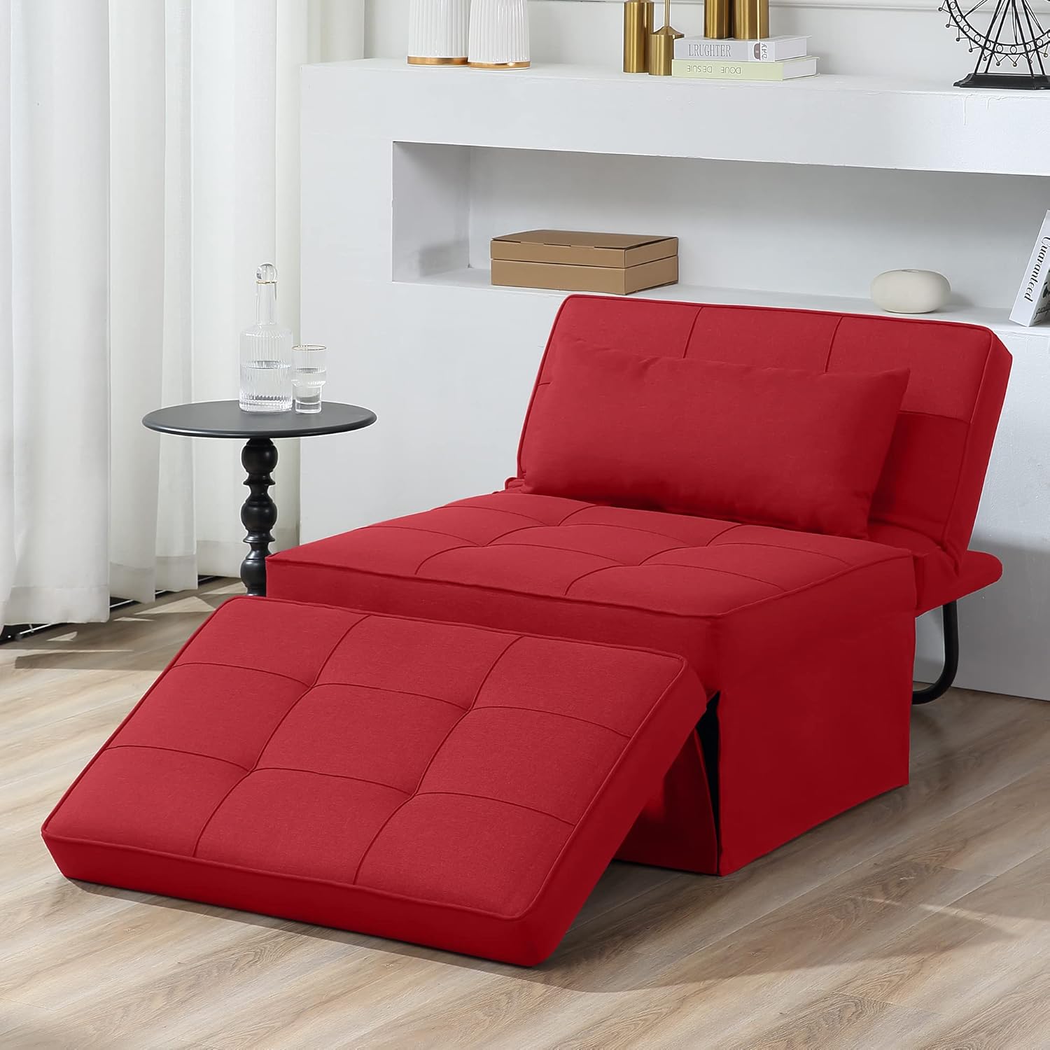 Sofa Bed, 4 in 1 Multi-Function Folding Ottoman Breathable Linen Couch Bed with Adjustable Backrest Modern Convertible Chair for Living Room Apartment Office