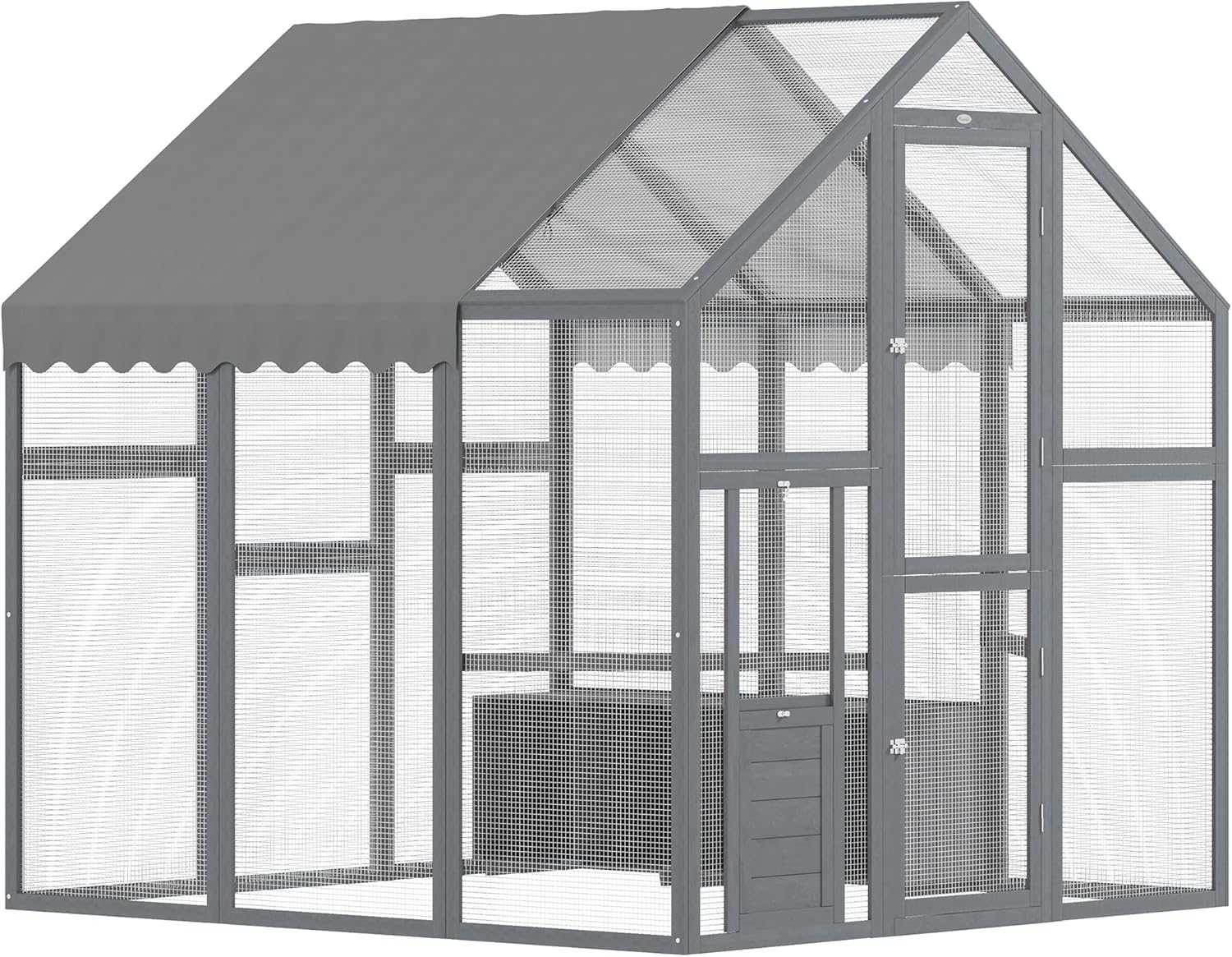 PawHut Large Chicken Run, Wooden Chicken Coop with Waterproof & Anti-UV Cover, Split Door, 4 Nesting Boxes, Roosting Bar, Walk-in Chicken Pen for 8-12 Chickens, for Backyard, Farm, 9' x 6' x 6'