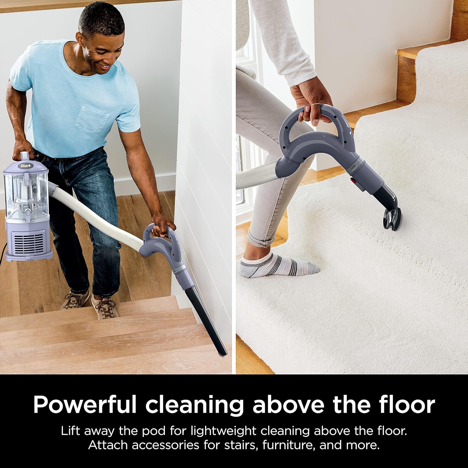 Shark Upright Vacuum, Navigator Lift-Away with Swivel Steering, HEPA Filter, XL Dust Cup, Pet Power, Dusting Brush, and Crevice Tool, Perfect for Pet Hair, White/Silver, NV356E