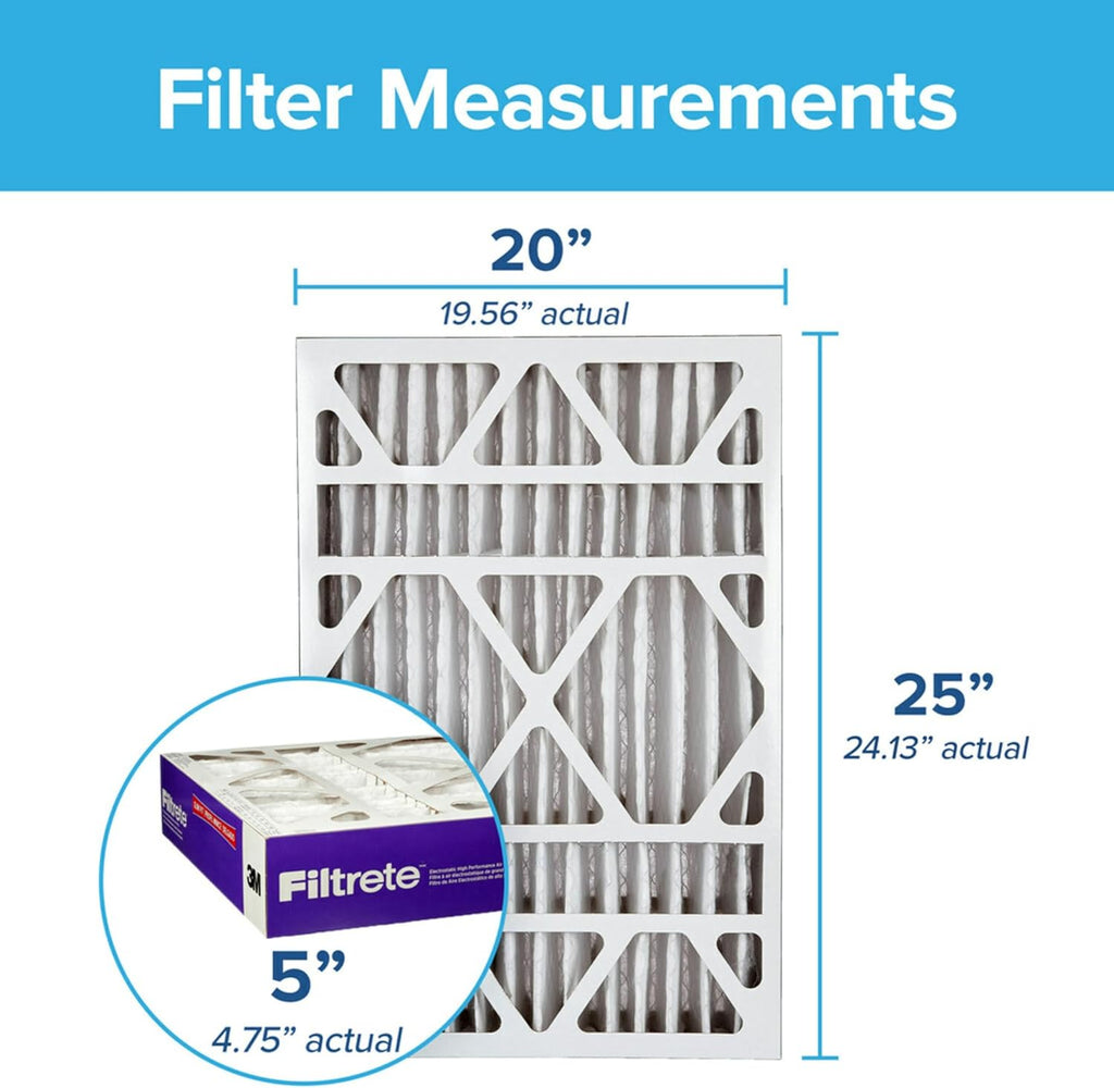 Filtrete 20x25x4 AC Furnace Air Filter, MPR 1550, MERV 12, Fits Lennox & Honeywell, Allergen, Bacteria & Virus, , Electrostatic Air Cleaning Filter, 4-Pack (actual size 19.88 x 24.63 x 4.31)